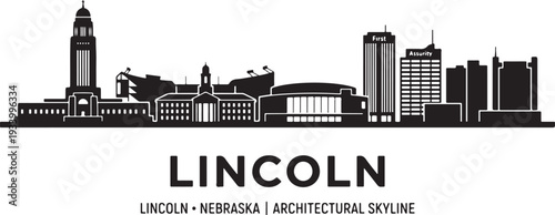 Lincoln Nebraska city skyline with iconic buildings and modern architecture
