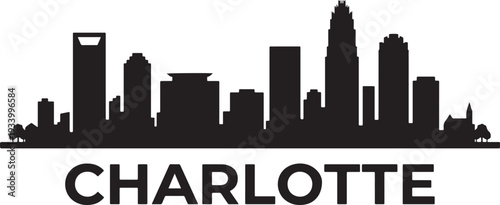 Charlotte city skyline silhouette illustration