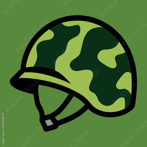 Camouflage helmet illustration white solid colour outline