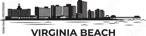 Virginia Beach city skyline with pier and modern buildings