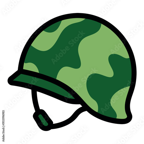 Camouflage helmet illustration white solid colour outline