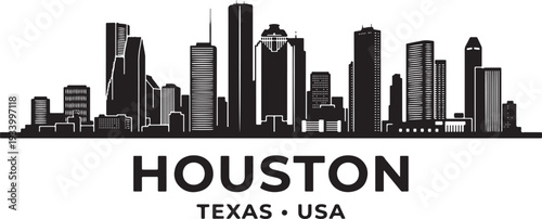 Modern Houston Texas city skyline with skyscrapers