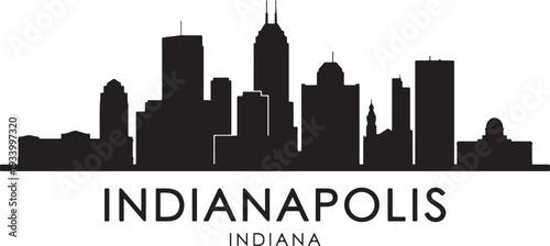 Modern Indianapolis city skyline silhouette in black