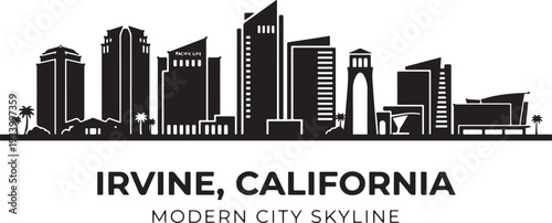 Modern Irvine California city skyline illustration