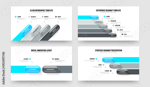 Product Review 4 5 2 3 Element Infographic Slide Design Collection. Project Planning Four Five Two Three Step Diagram Frame Template Vector Illustration Bundle.