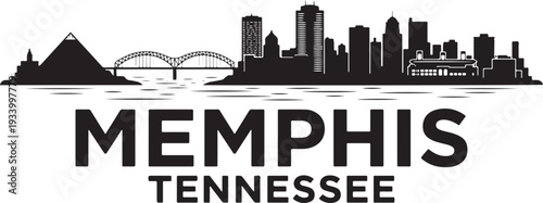 Memphis Tennessee city skyline with pyramid and bridge