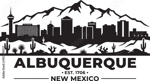 Albuquerque New Mexico cityscape with Sandia Mountains