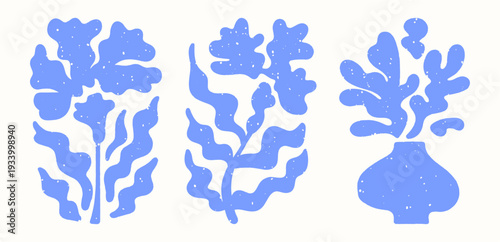 Abstract Matisse Cut Out Floral Illustrations Set