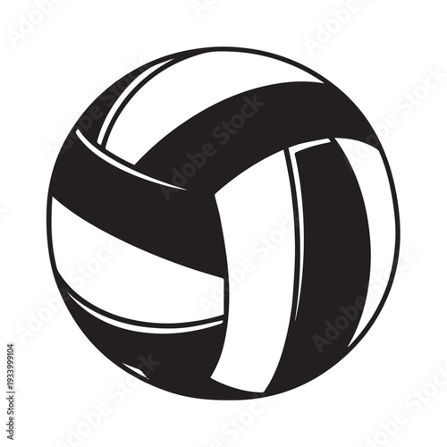Monochrome volleyball ball icon representing sport and athletic activity in a stylized circular design.