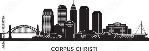 Corpus Christi city skyline with modern buildings and waterfront