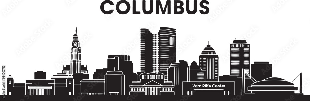 Fototapeta premium Columbus Ohio city skyline silhouette illustration