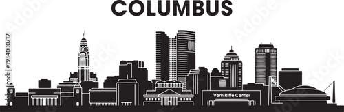 Columbus Ohio city skyline silhouette illustration
