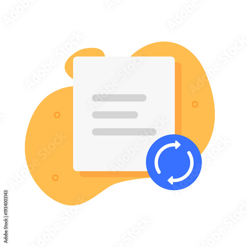 Sync document processing icon vector, file doc synchronization update refresh modern graphic illustration, data backup renew sign symbol, reviewing post data image clip art