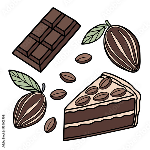 Chocolate food a detailed realistic colorful vector