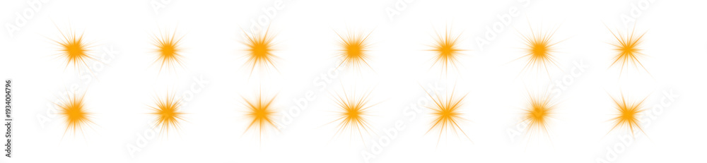 Fototapeta premium Bright yellow light bursts with soft glowing rays and lens flare effects. Perfect for overlay in web design or inspirational visuals. Transparent PNG enhances magical sun effect.