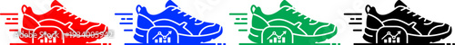 Running shoes with financial growth graphs in four colors perfect for business concept imagery