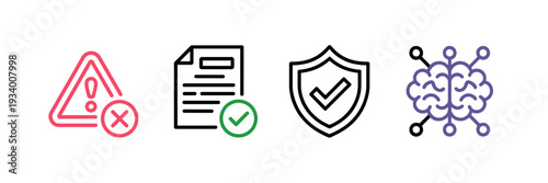 Colorful AI hallucination prevention icons – Suitable for educational materials, tech blogs, or modern software interfaces.