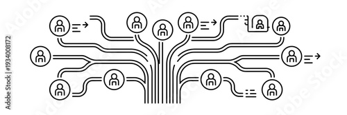 Monoline automation network and agent icons – Great for minimalist web design, technical manuals, or app development.