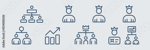 AI chain of command icon sheet – Great for organizational charts, leadership training, or system architecture visuals.