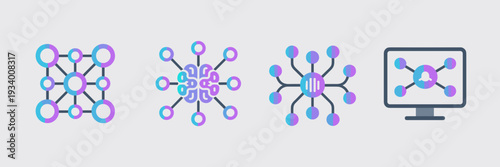 Minimalist self-organizing agent icons – Perfect for corporate presentations, tech blogs, or app interface design.