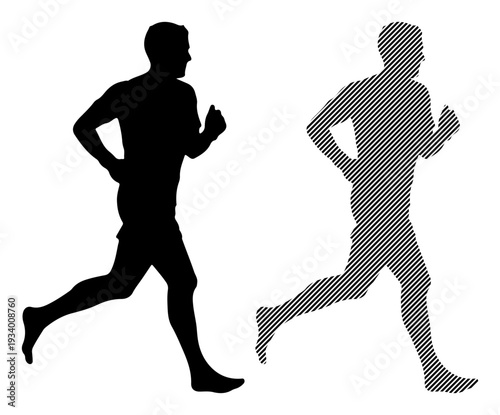 Dynamic silhouette of a man in motion, showcasing athletic stride and energetic movement.
