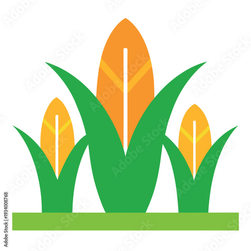 Cornfield illustration whit solid colour outline white background