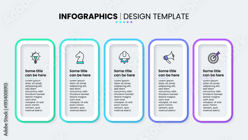Infographic template. 5 line banners with icons