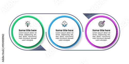 Infographic template. 3 connected circles with icons
