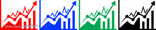 Business graph chart icon set showing financial growth data analysis and market statistics success