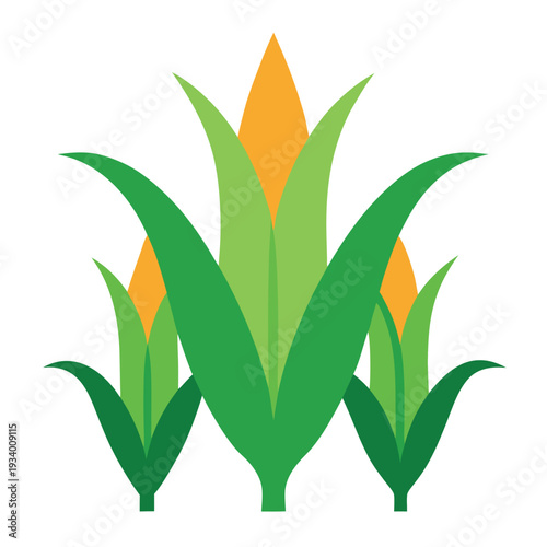 Cornfield illustration whit solid colour outline white background