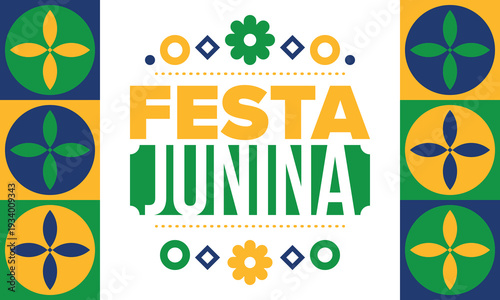Festa Junina in Brazil. Brazilian festival. Happy holiday. Brazil flag. Carnival and parade. Summer fun party. Vector illustration