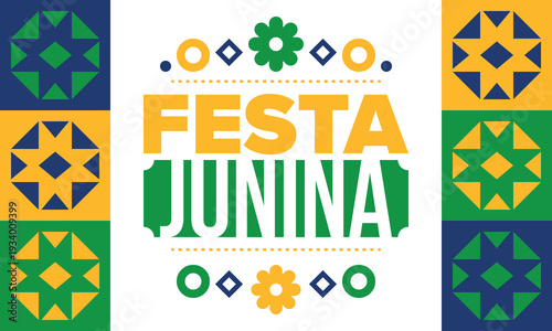 Festa Junina in Brazil. Brazilian festival. Happy holiday. Brazil flag. Carnival and parade. Summer fun party. Vector illustration