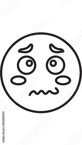 Worried distressed emoji face with anxious expression and teary eyes illustration.
