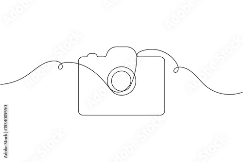 Camera sign icon continuous one line art single drawing on white background minimal style photography symbol outline vector illustration