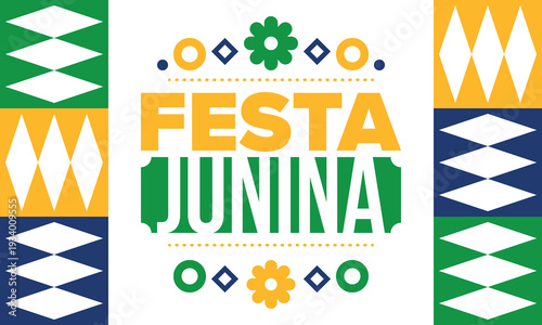 Festa Junina in Brazil. Brazilian festival. Happy holiday. Brazil flag. Carnival and parade. Summer fun party. Vector illustration