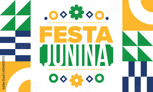 Festa Junina in Brazil. Brazilian festival. Happy holiday. Brazil flag. Carnival and parade. Summer fun party. Vector illustration