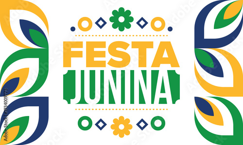 Festa Junina in Brazil. Brazilian festival. Happy holiday. Brazil flag. Carnival and parade. Summer fun party. Vector illustration
