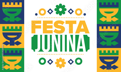Festa Junina in Brazil. Brazilian festival. Happy holiday. Brazil flag. Carnival and parade. Summer fun party. Vector illustration
