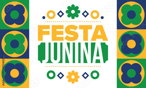 Festa Junina in Brazil. Brazilian festival. Happy holiday. Brazil flag. Carnival and parade. Summer fun party. Vector illustration