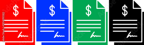 Financial document with dollar sign and signature: vector illustration of business contract