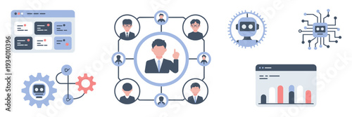 Modern task management vector icons – Suitable for project management apps, AI automation blogs, or corporate dashboards.