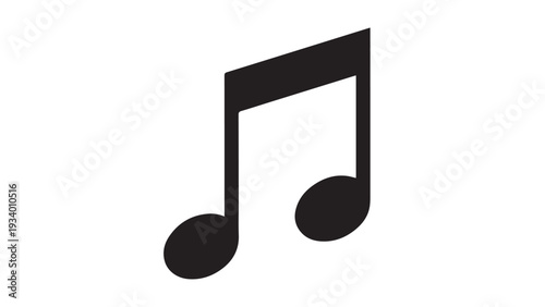Simple black musical note icon representing a music symbol for graphic design and creative projects.