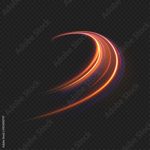 Crimson energy waves flow across futuristic cityscape at night. Police siren reflections and light streaks enhance tension. Urban speed concept delivered in transparent PNG format.