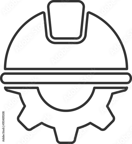 Construction Helmet Gear Vector Icon Design