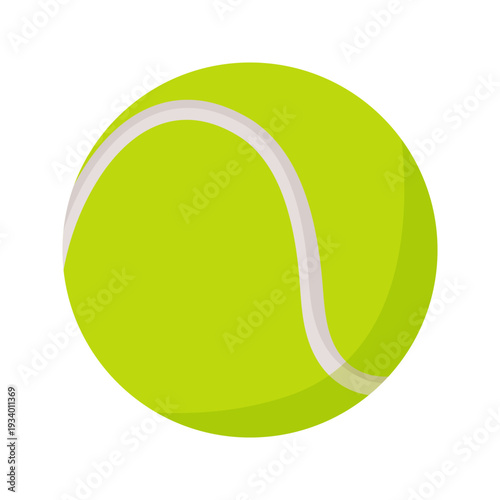 Tennis ball icon in bright yellow green color. Flat vector illustration of sport equipment for competition, fitness, or tournament design isolated on transparent background