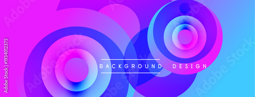 Vibrant abstract circles overlap, creating dynamic colorful background. Purple, blue hues dominate design. Modern aesthetic.
