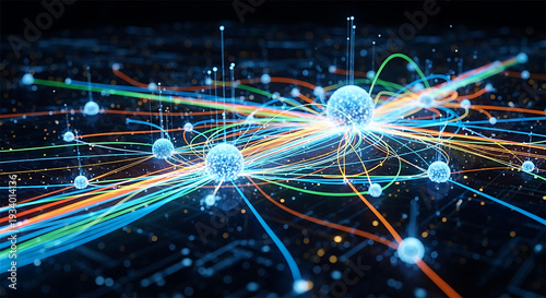 Digital tech network connection visualization--v 6.1 --ar 16:9 --q 2
