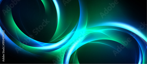 Abstract flowing lines, vibrant teal hues, dark background. Smooth curves create dynamic visual impact. Modern design element.