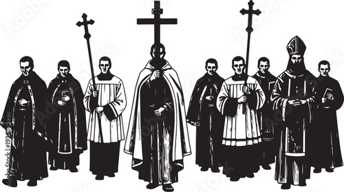 Group of clergy in traditional religious attire standing together