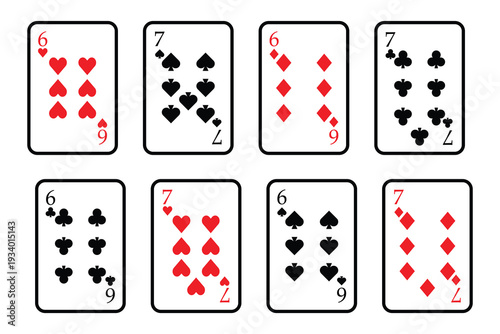 Casino Poker Cards Game Elements Set Illustration